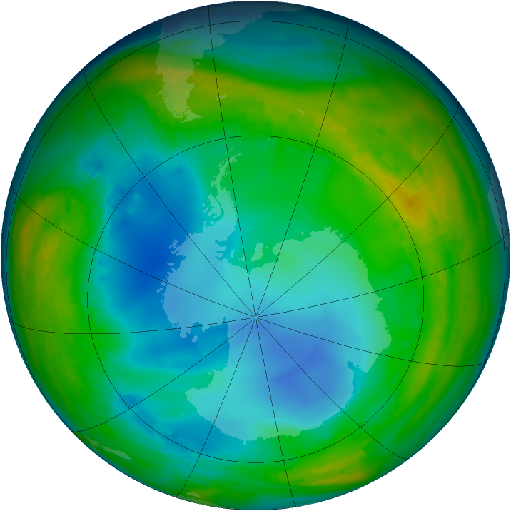 Antarctic ozone map for 12 July 1992
